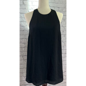Banana Republic Black Zipper Back Sheer Overlay Blouse  Women's M EUC